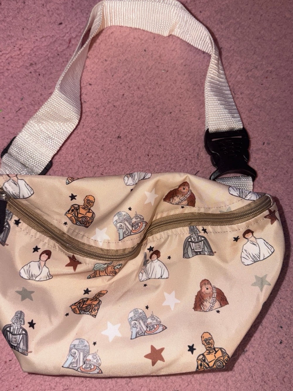 Beige Star-Print Women's Crossbody Belt Bag
